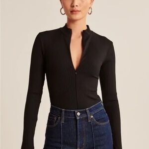Abercrombie & Fitch Black Long Sleeve Bodysuit